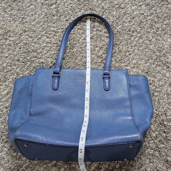 Kate Spade Blue Pebbled Leather Satchel Tote Bag - Picture 12 of 16